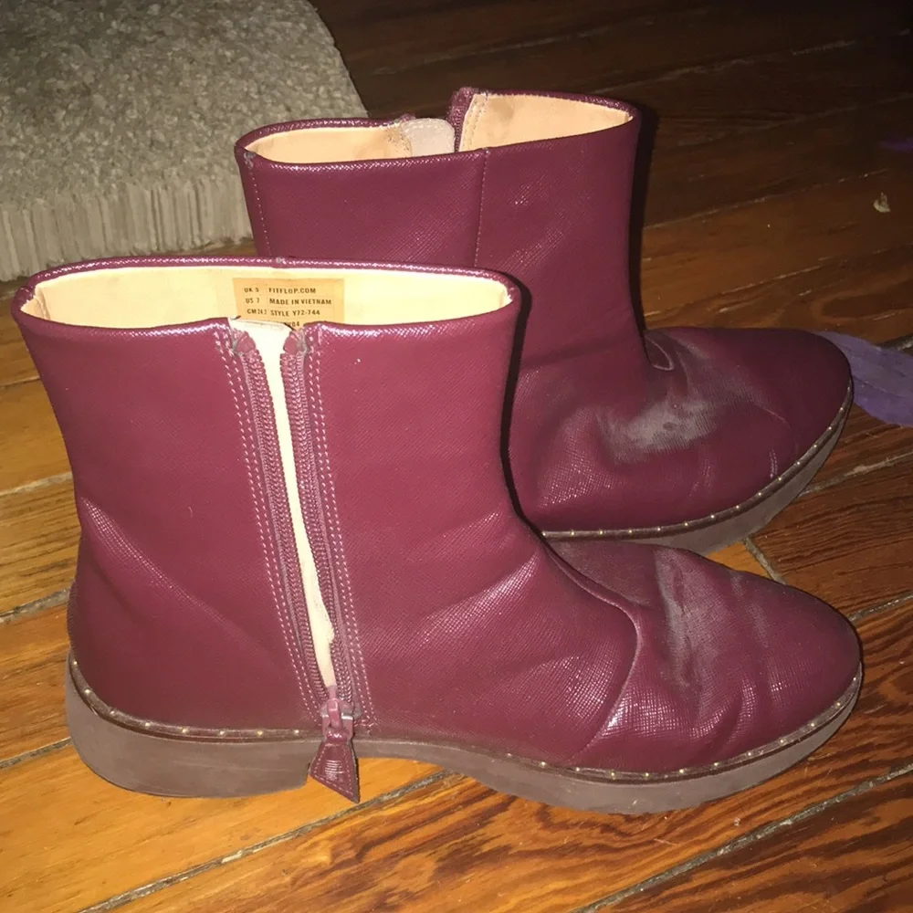Fitflop burgundy ankle boots, worn once